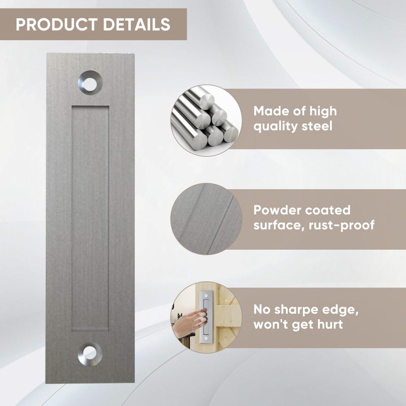 JUBEST 8'' Sliding Barn Door Handle Stainless Steel Modern Simple Finger Flush Pull Handle for Gates Garages Sliding Doors Cabinets Closet and Drawers - Image 4